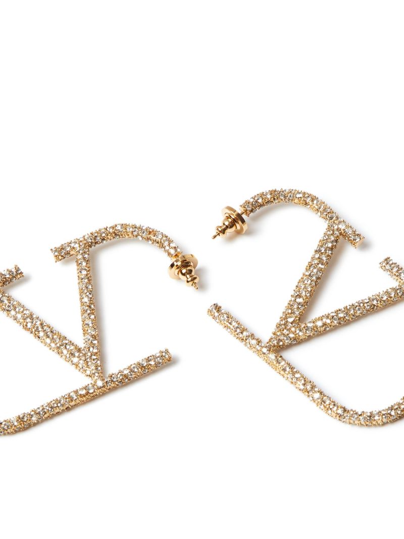 Gold-tone Vlogo Signature Crystal Drop Earrings