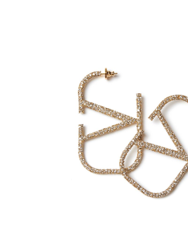 Gold-tone Vlogo Signature Crystal Drop Earrings