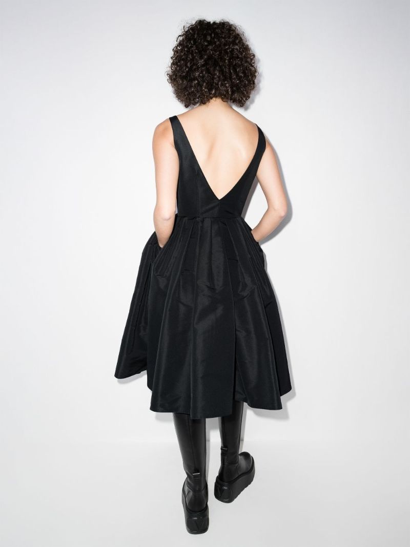 Pleated Zip-up Midi Dress
