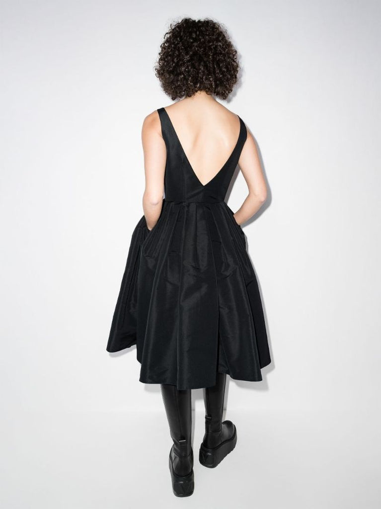 Pleated Zip-up Midi Dress