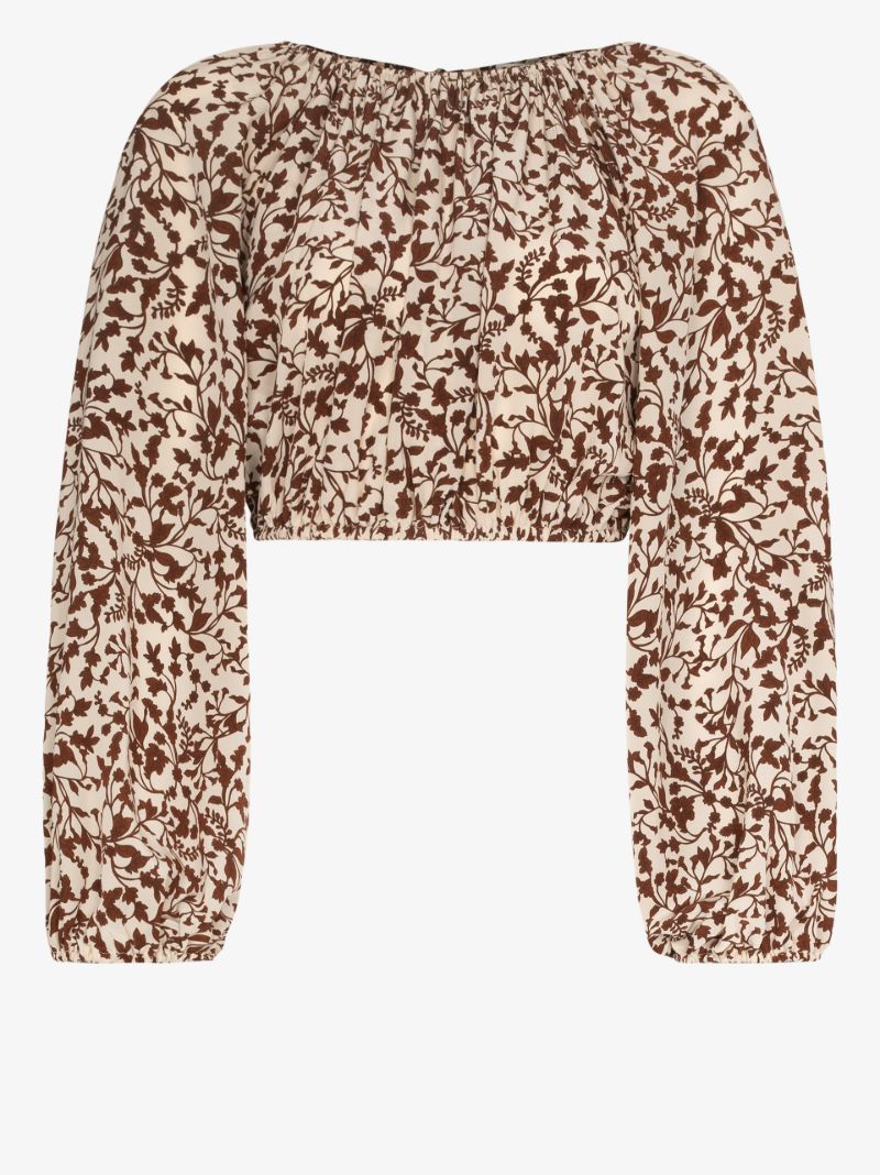 Printed Cropped Silk Blouse