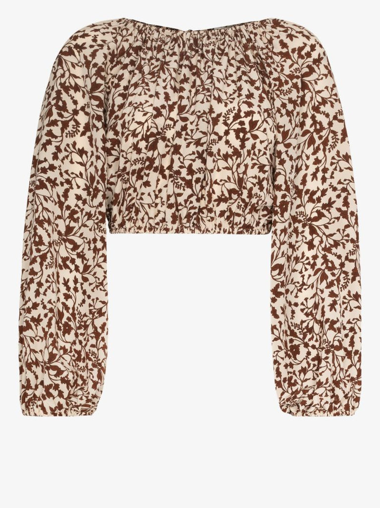 Printed Cropped Silk Blouse