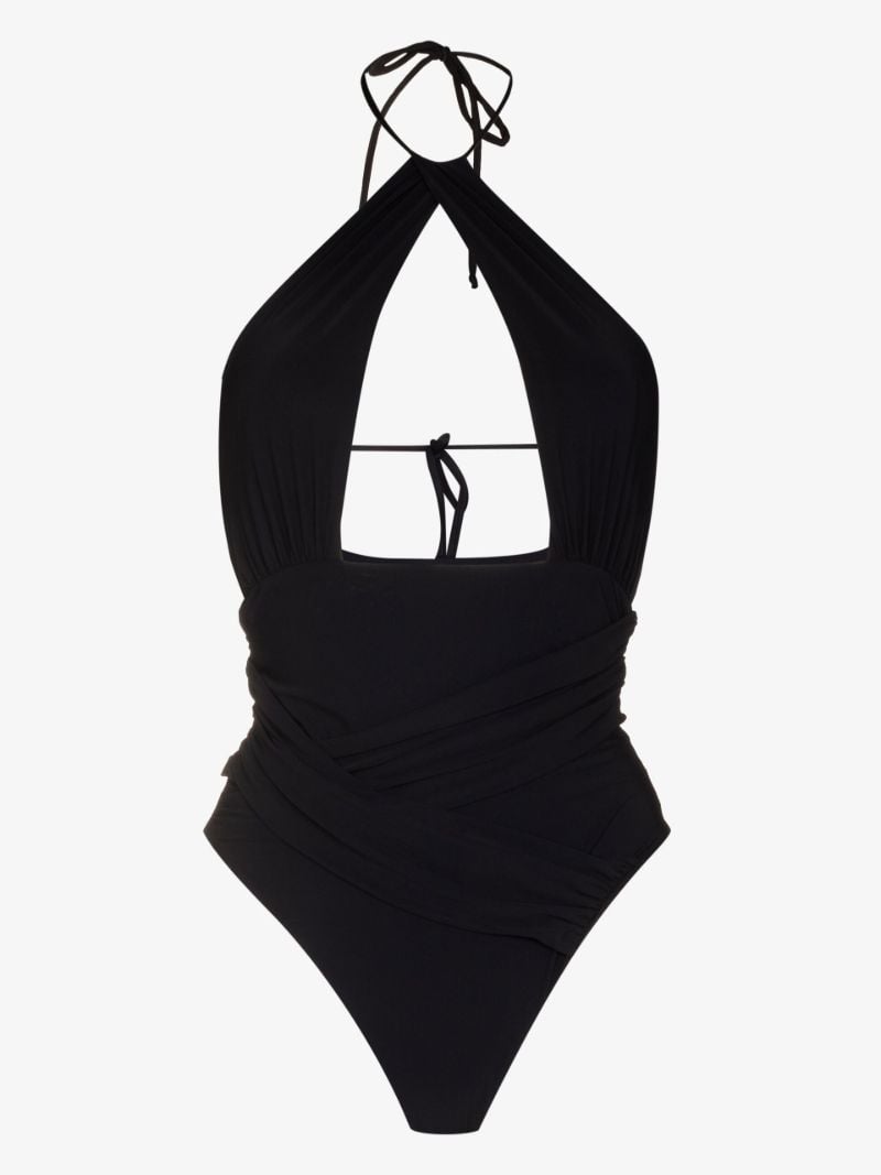 Black Cutout Halterneck Swimsuit