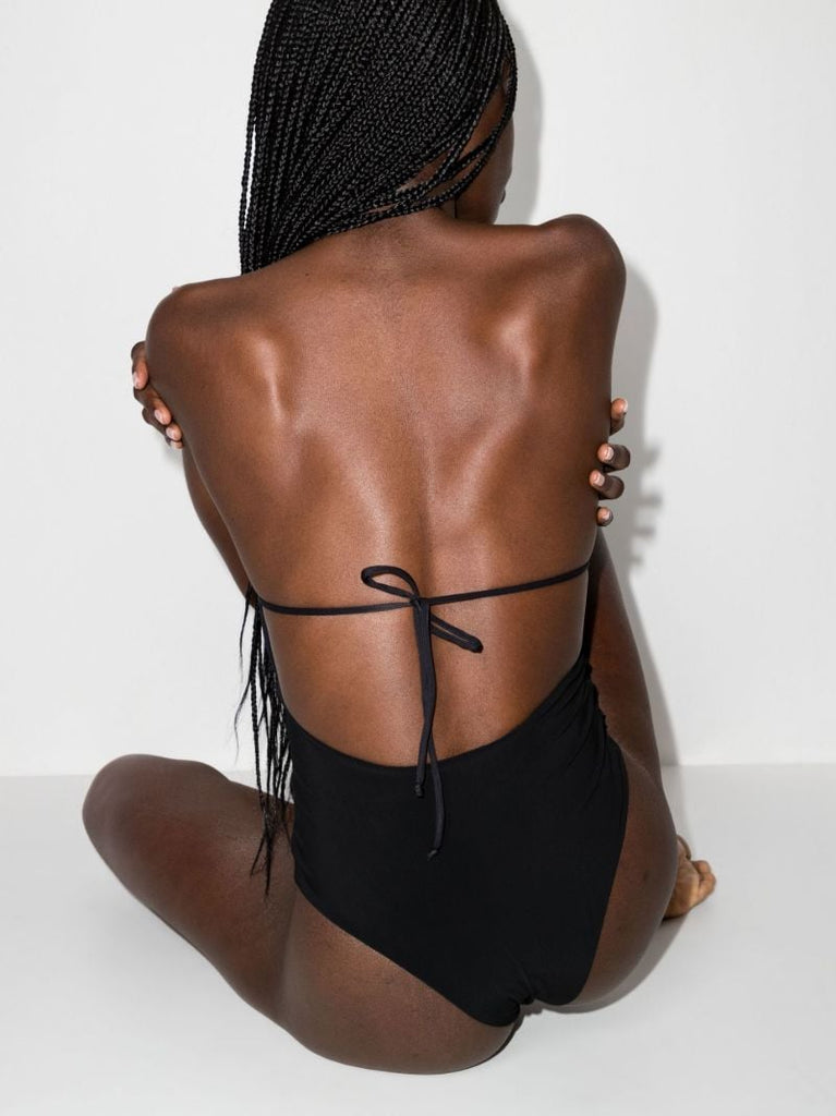Black Cutout Halterneck Swimsuit