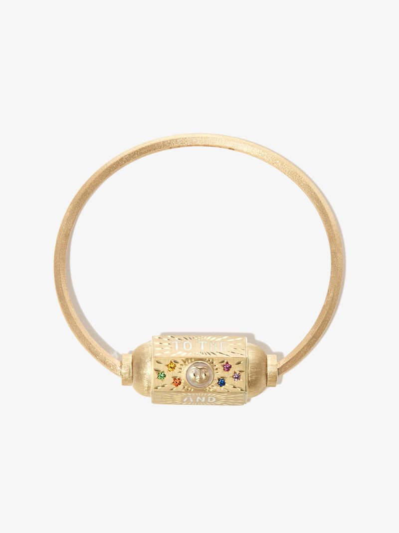 14k Yellow Gold Love You Sapphire Diamond Locket Bracelet