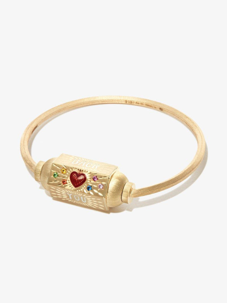 14k Yellow Gold Love You Sapphire Diamond Locket Bracelet