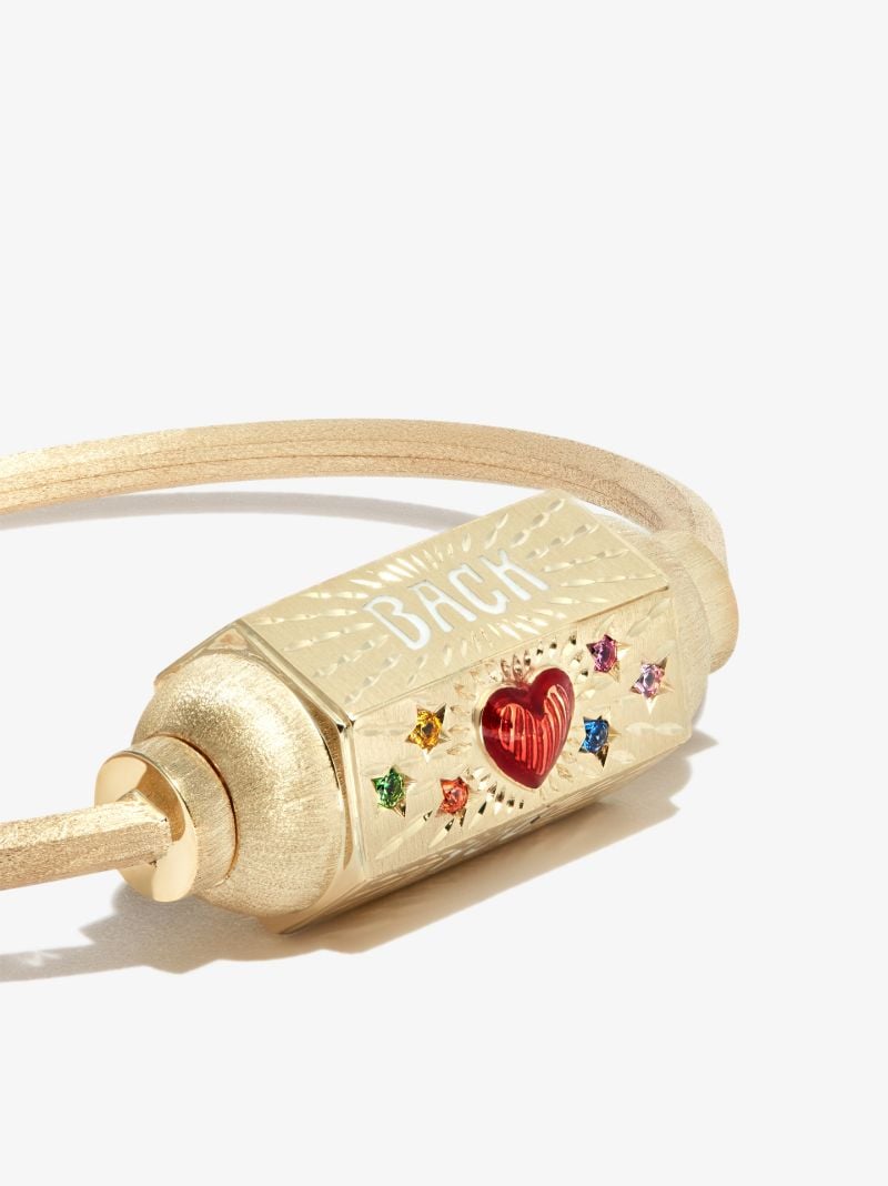 14k Yellow Gold Love You Sapphire Diamond Locket Bracelet