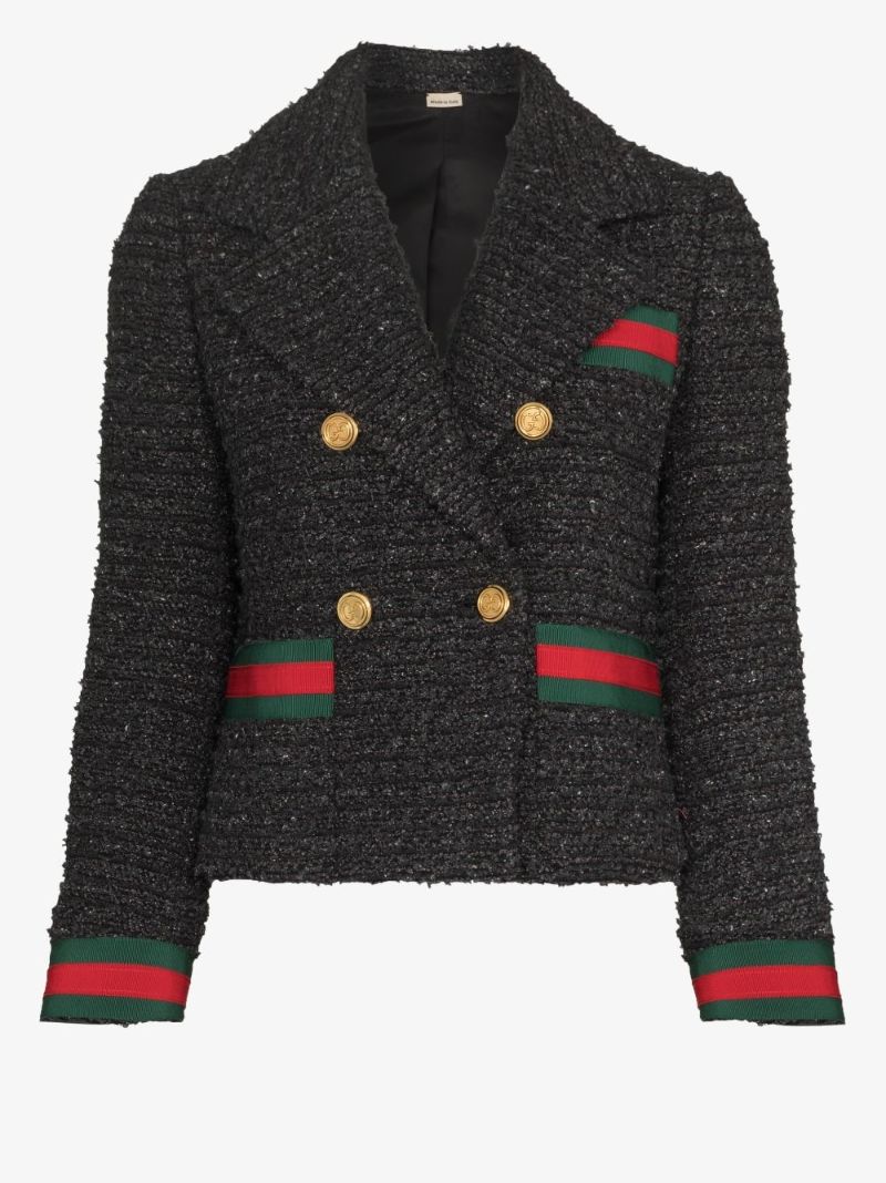Black Double-breasted Tweed Jacket