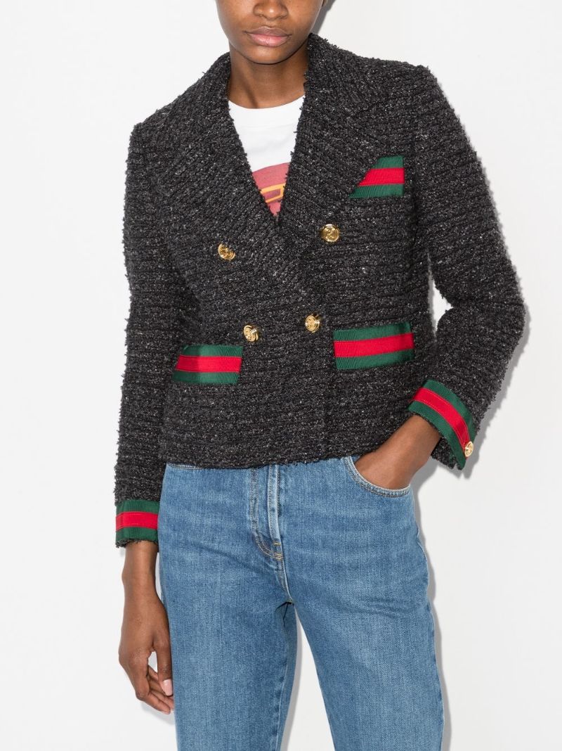 Black Double-breasted Tweed Jacket