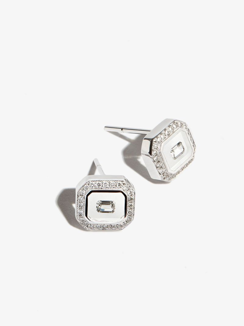 18k White Gold Universe Diamond Earrings