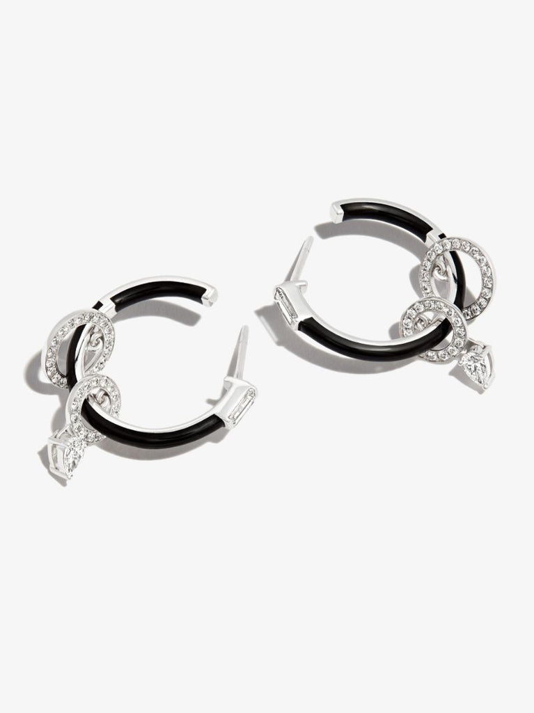 18k White Gold Oui Diamond Hoop Earrings