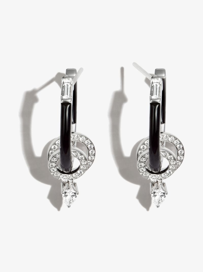 18k White Gold Oui Diamond Hoop Earrings