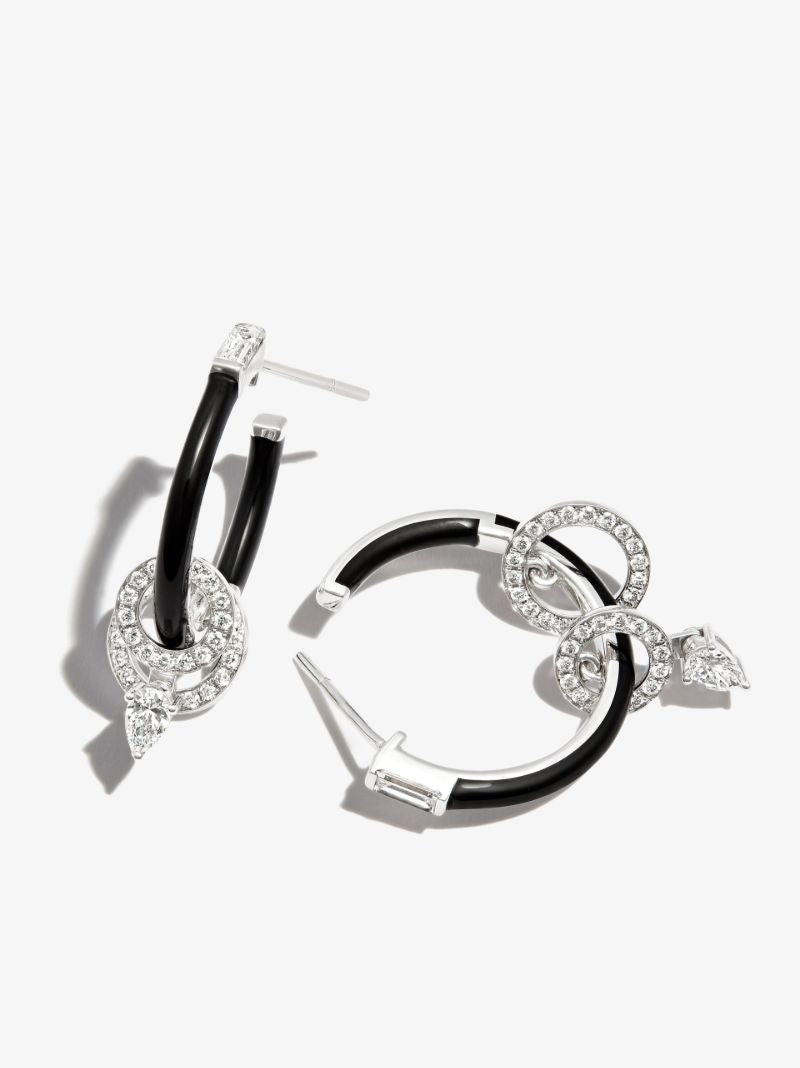 18k White Gold Oui Diamond Hoop Earrings