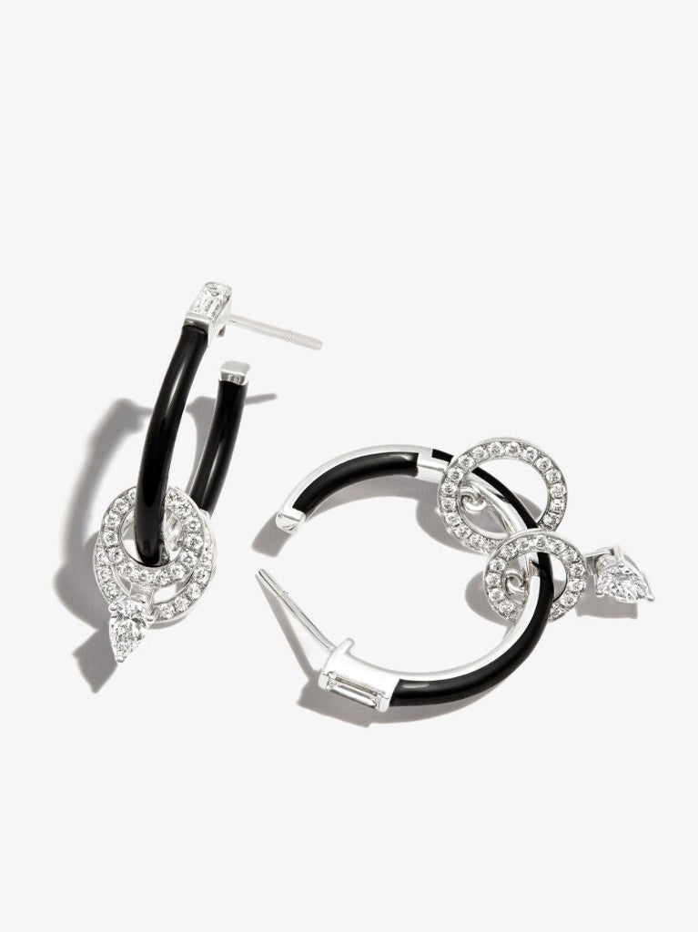 18k White Gold Oui Diamond Hoop Earrings