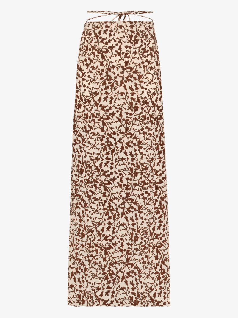 Printed Silk Midi Skirt