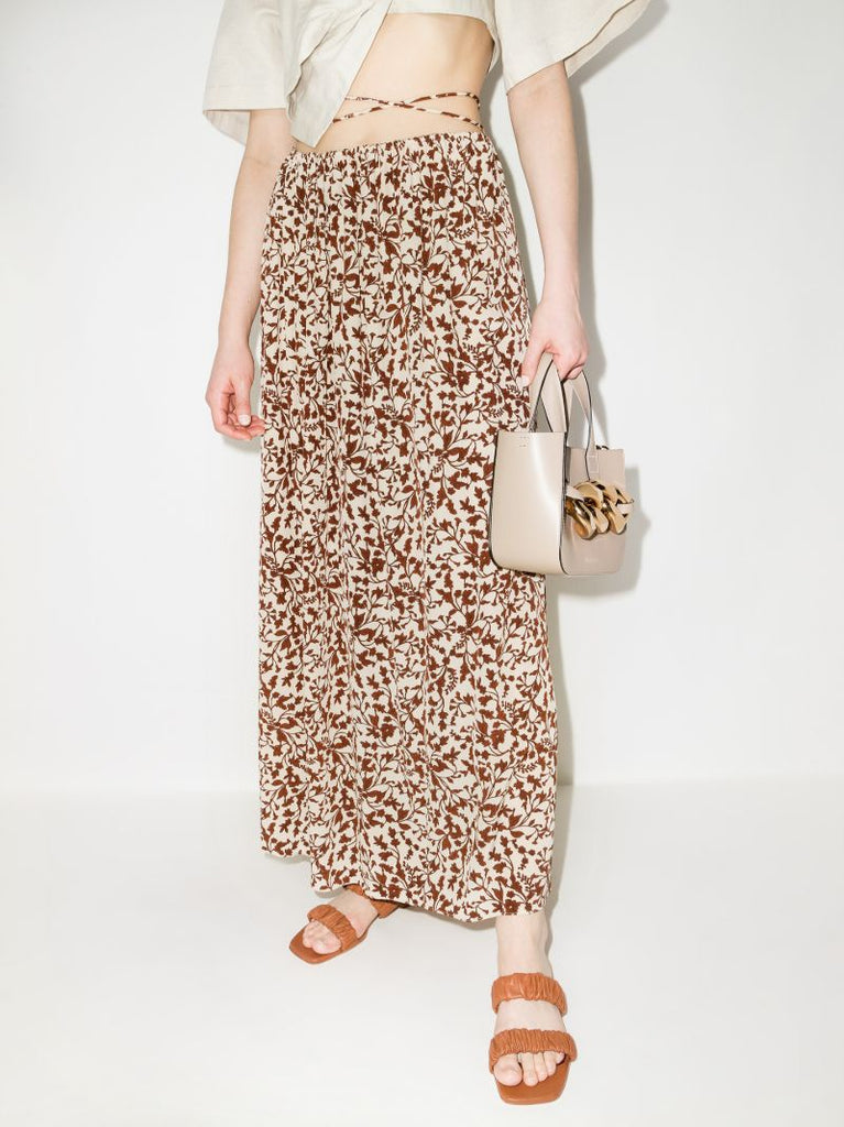 Printed Silk Midi Skirt