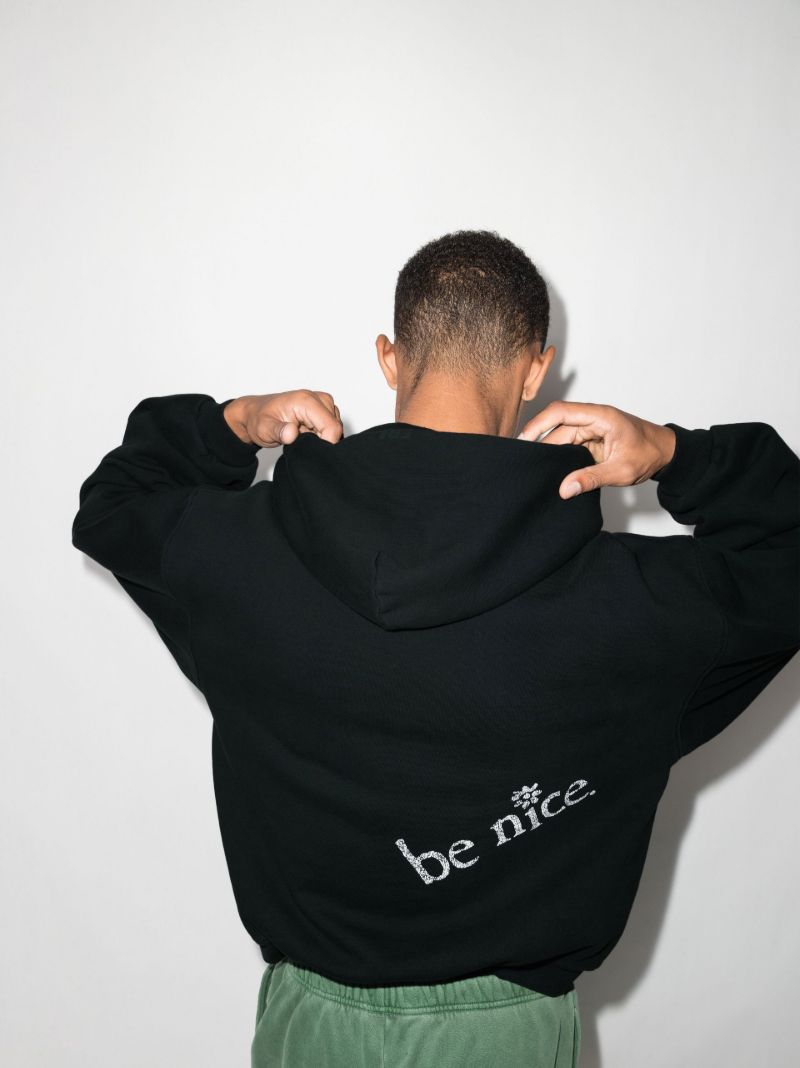 Black Venice Print Cotton Hoodie