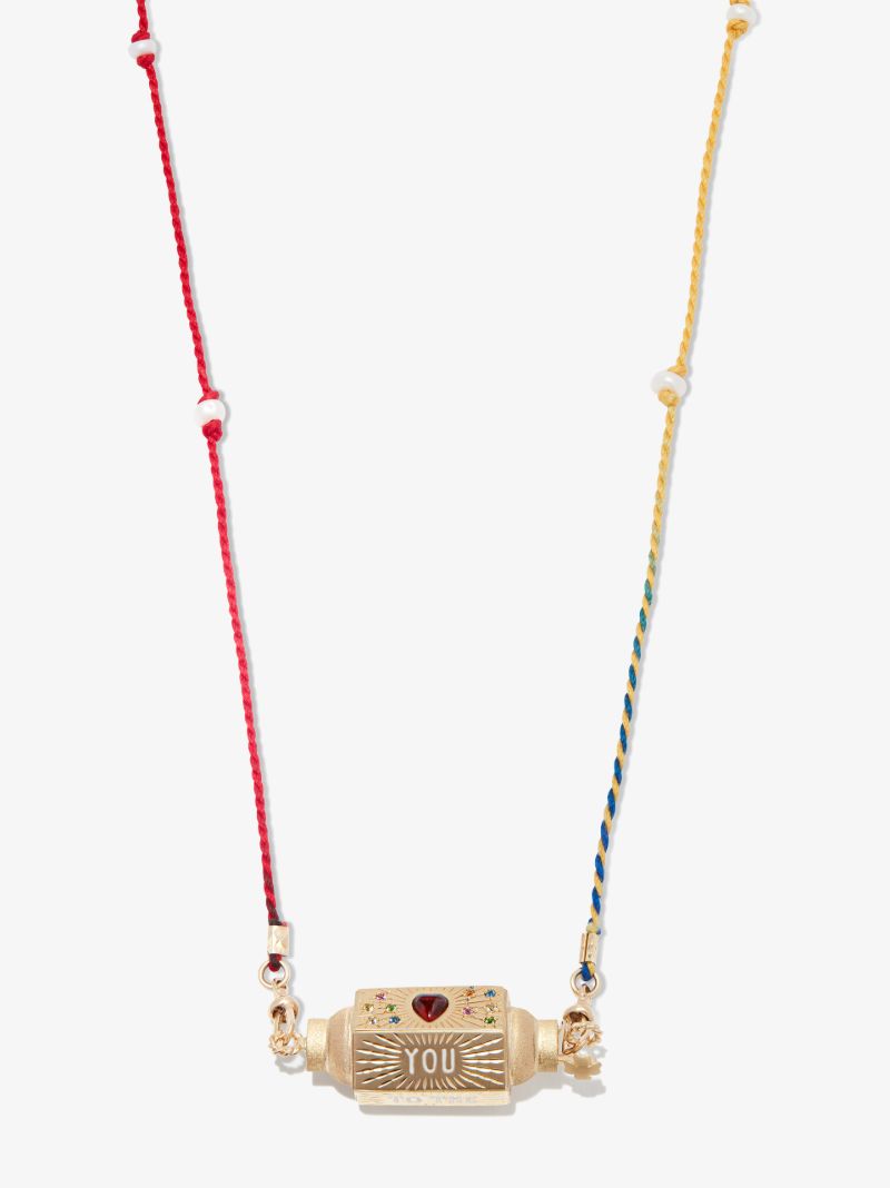 14k Yellow Gold Love You Sapphire Locket Necklace