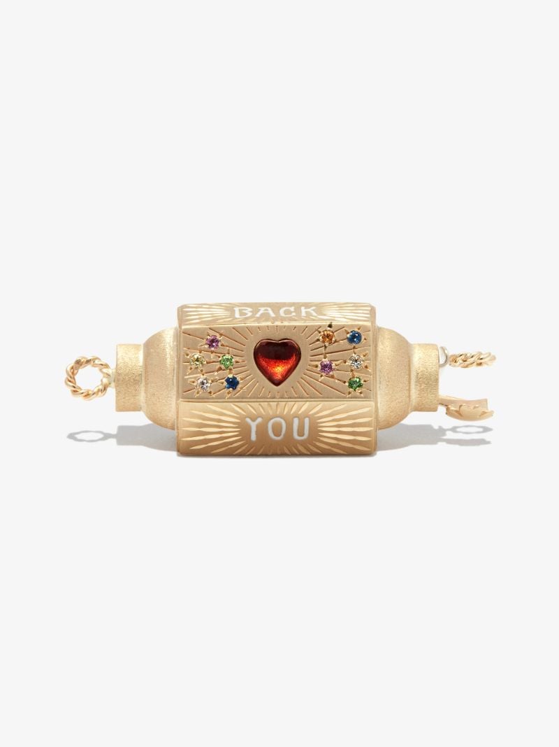 14k Yellow Gold Love You Sapphire Locket Necklace