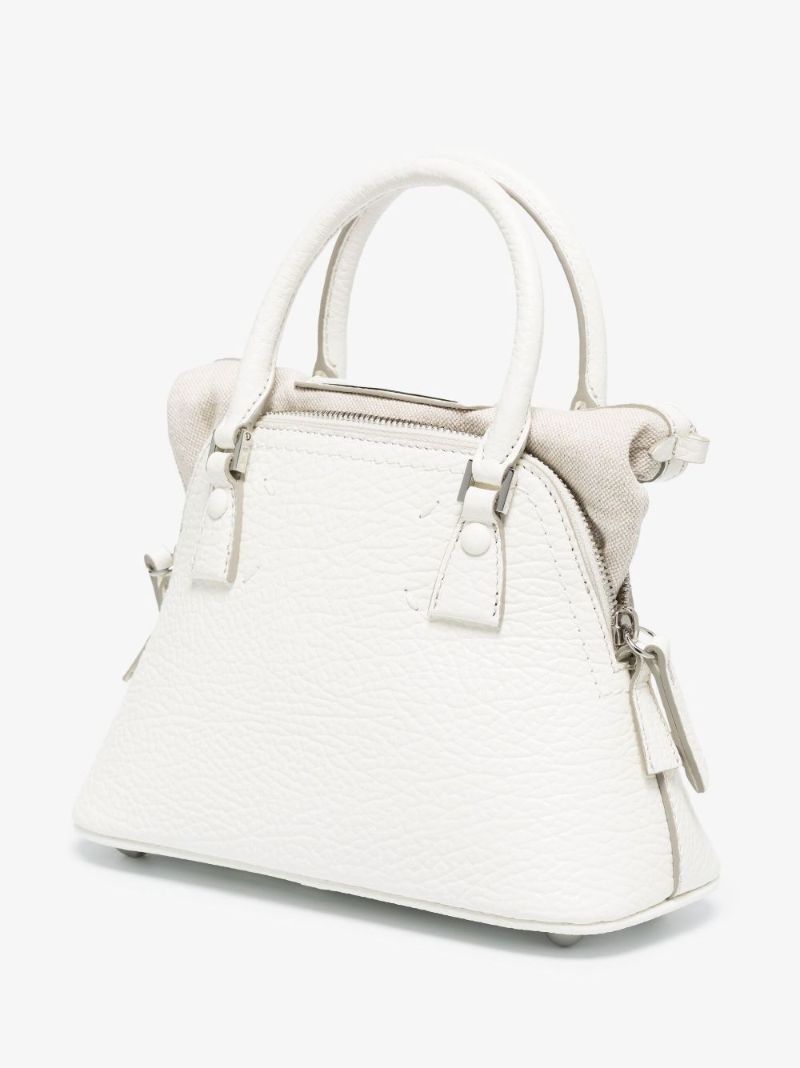 White 5ac Micro Leather Tote Bag
