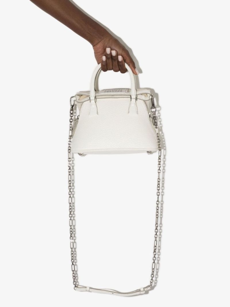 White 5ac Micro Leather Tote Bag