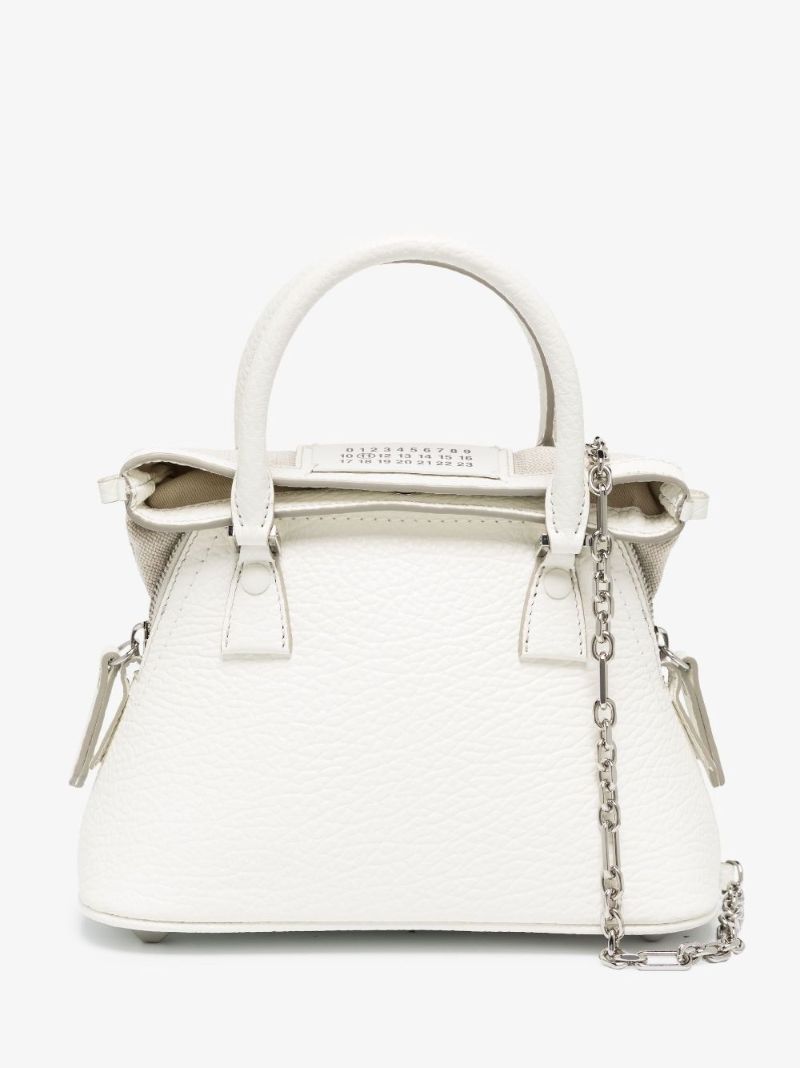 White 5ac Micro Leather Tote Bag