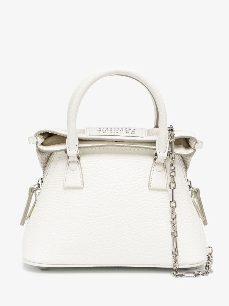 White 5ac Micro Leather Tote Bag