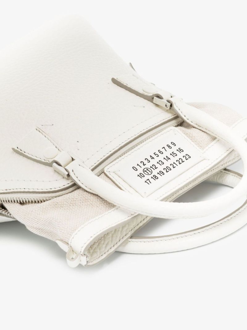 White 5ac Micro Leather Tote Bag