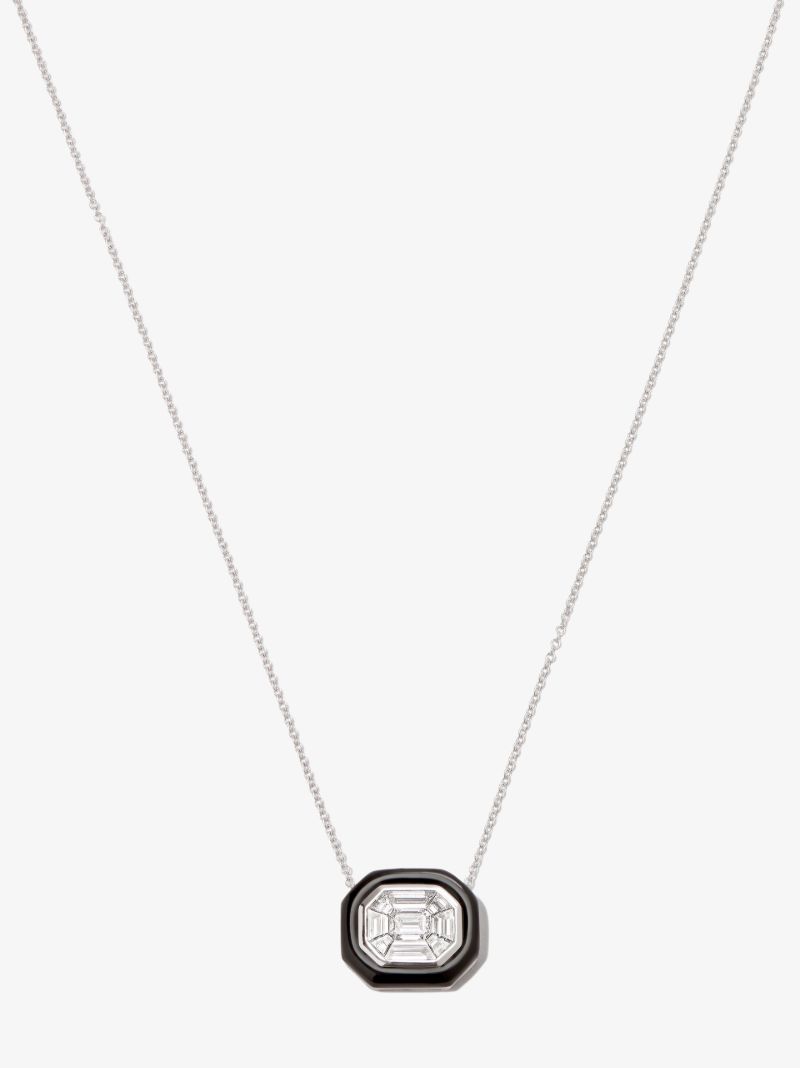 18k White Gold Oui Diamond Necklace