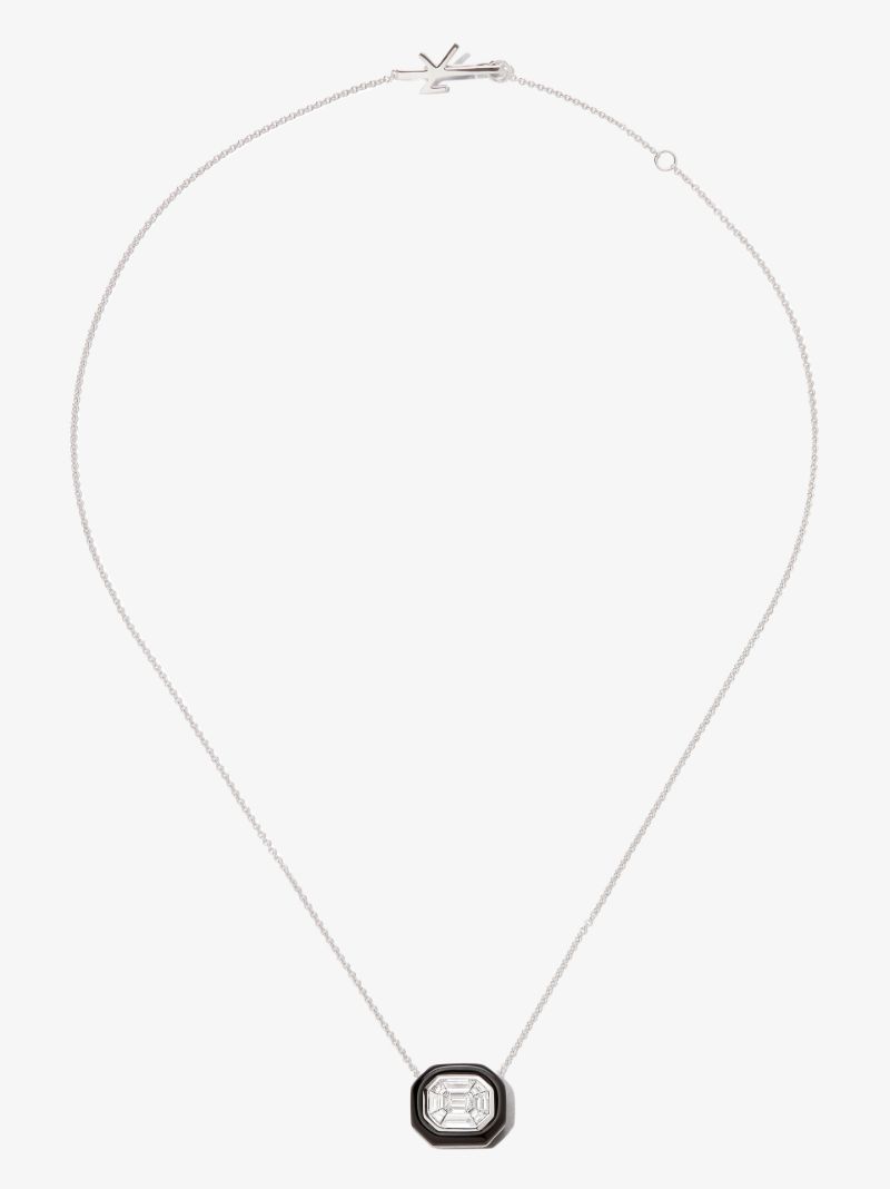 18k White Gold Oui Diamond Necklace