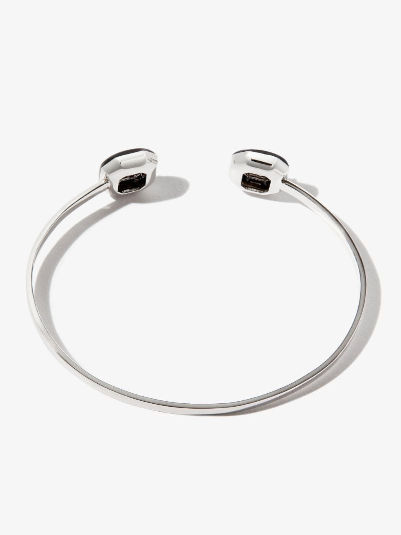 18k White Gold  Oui Enamelled Diamond Cuff Bracelet