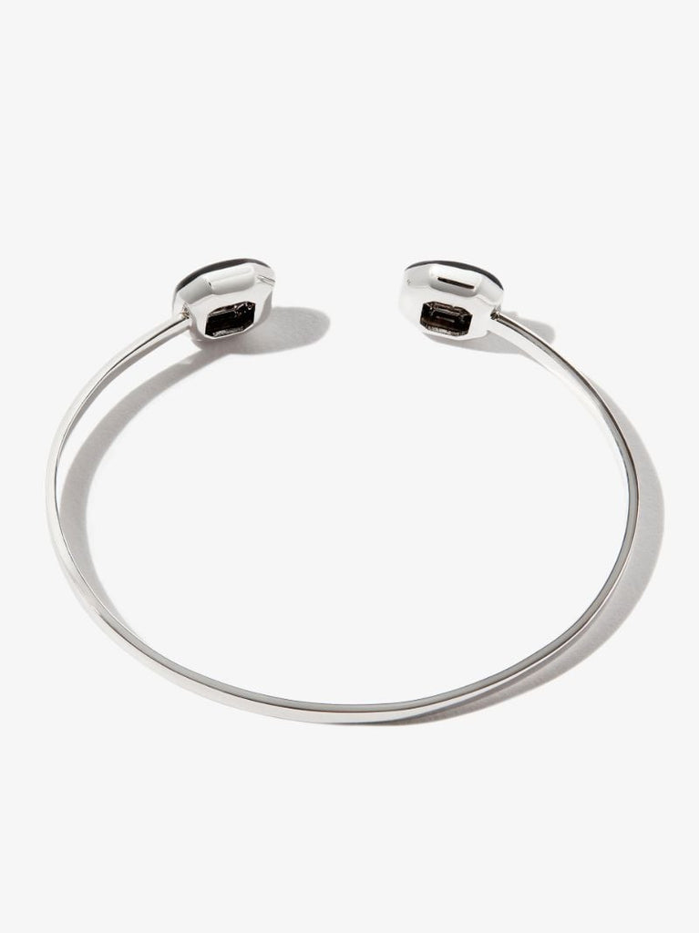 18k White Gold  Oui Enamelled Diamond Cuff Bracelet