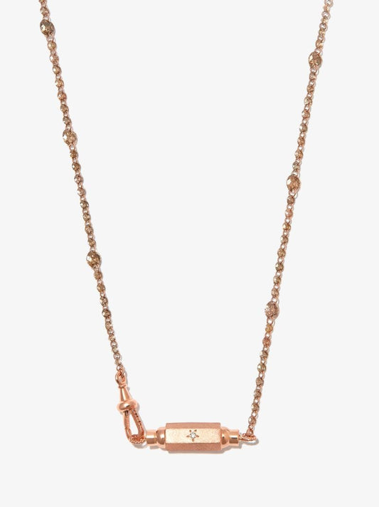18k Rose Gold Riviere Diamant Micro Coco Locket Necklace