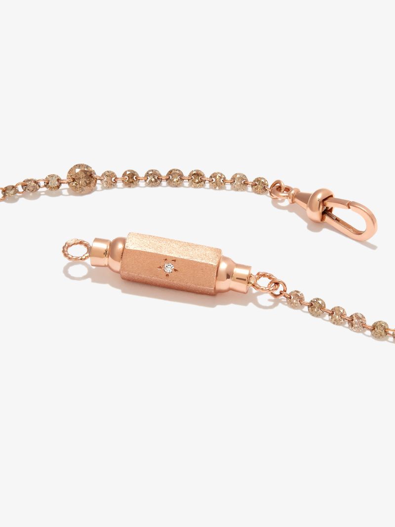 18k Rose Gold Riviere Diamant Micro Coco Locket Necklace