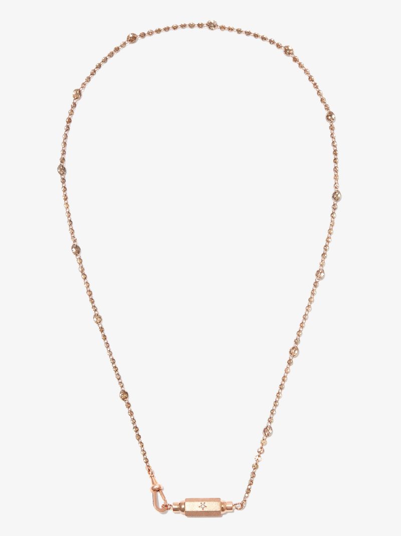 18k Rose Gold Riviere Diamant Micro Coco Locket Necklace