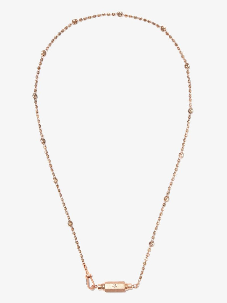 18k Rose Gold Riviere Diamant Micro Coco Locket Necklace