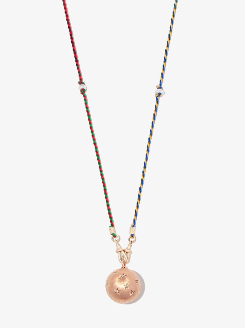 18k Rose Gold Heartbeat Orb Diamond Locket Necklace