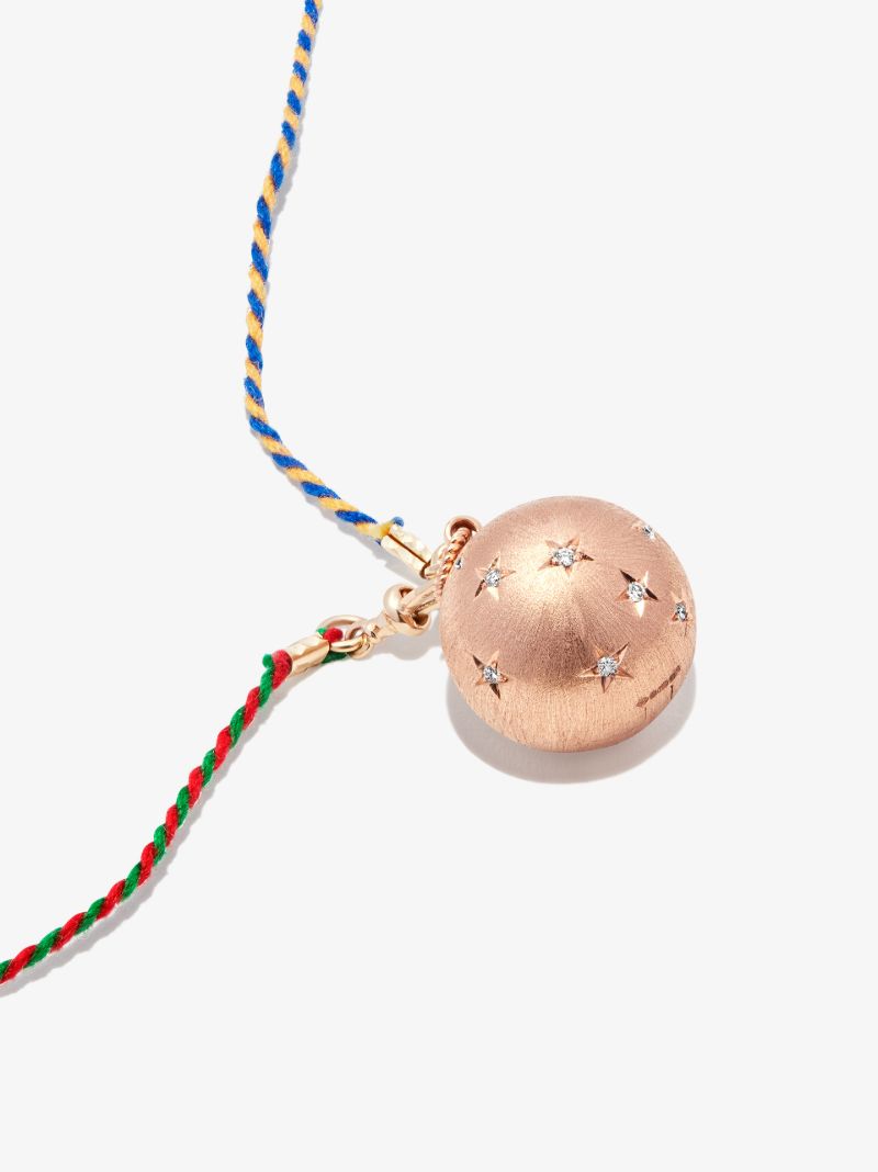 18k Rose Gold Heartbeat Orb Diamond Locket Necklace
