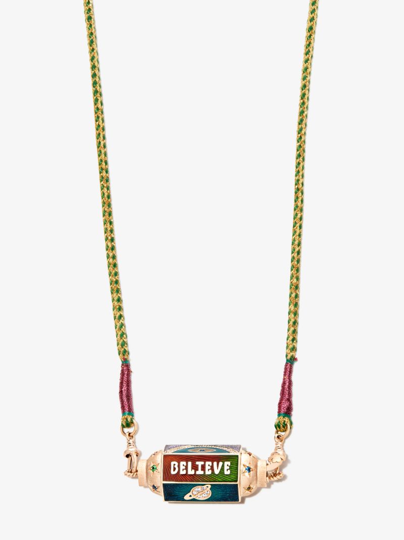 18k Rose Gold Believe Sapphire Diamond Locket Necklace