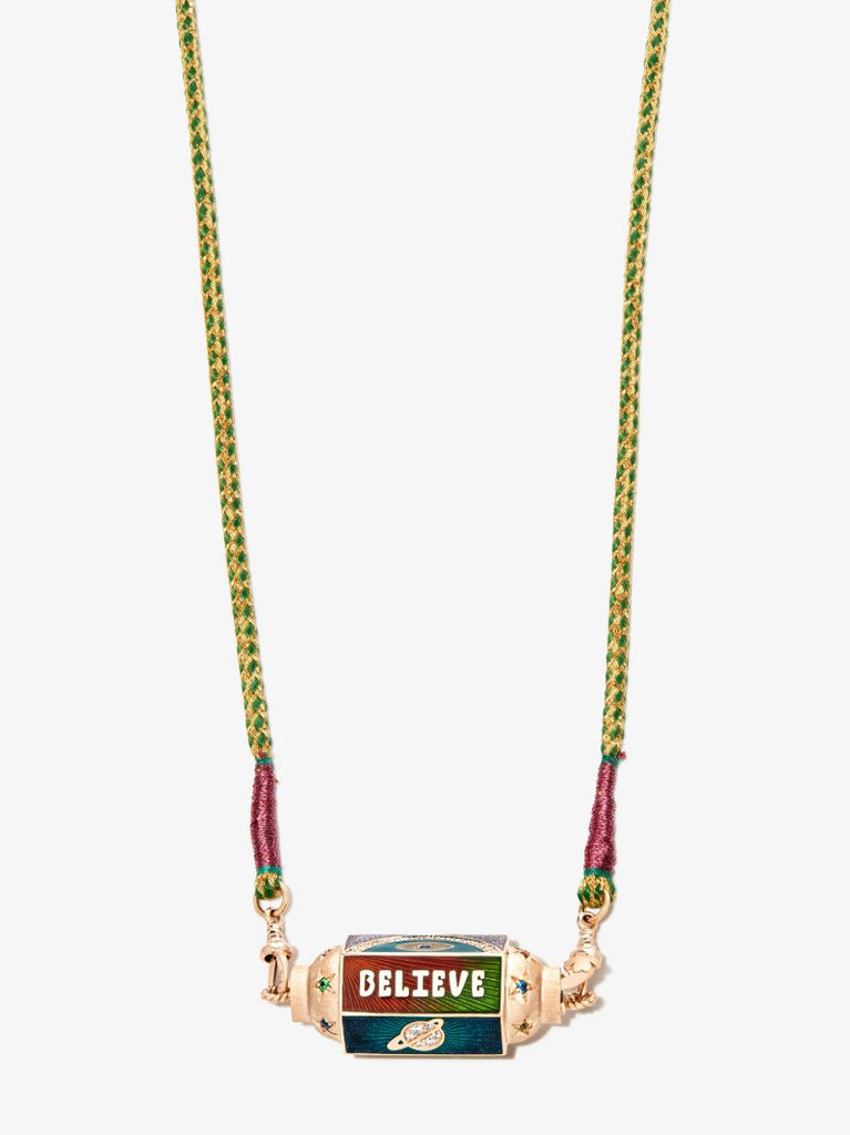 18k Rose Gold Believe Sapphire Diamond Locket Necklace