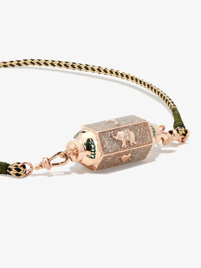 18k Rose Gold Lucky Sapphire Diamond Locket Necklace