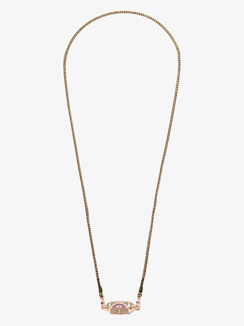 18k Rose Gold Lucky Sapphire Diamond Locket Necklace
