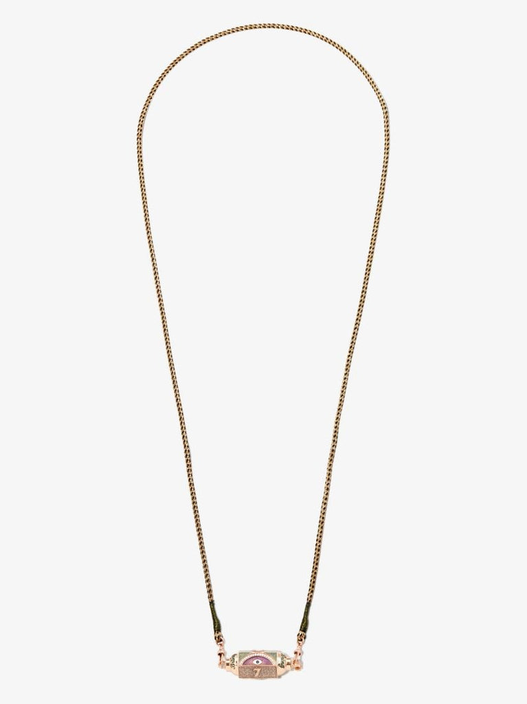 18k Rose Gold Lucky Sapphire Diamond Locket Necklace