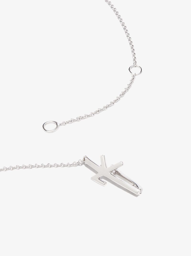 18k White Gold Oui Enamelled Emerald and Diamond Necklace
