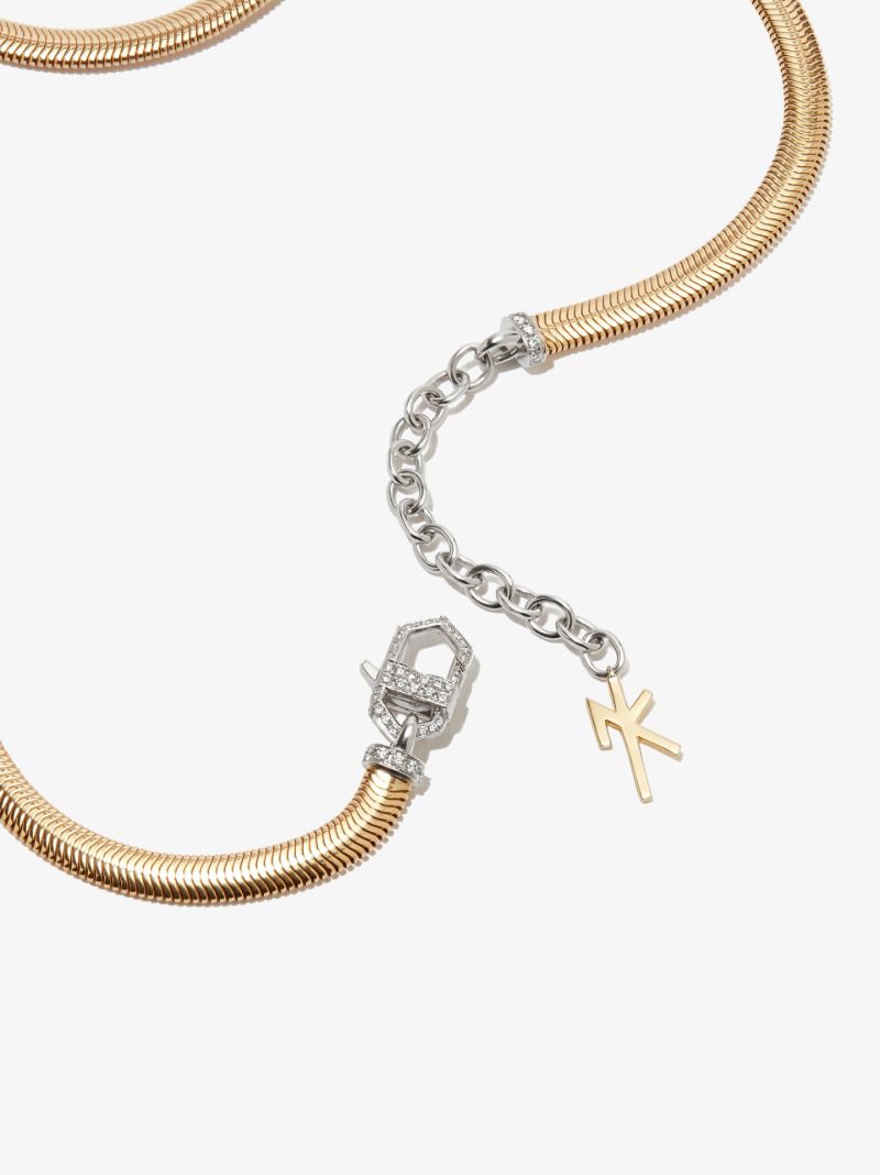 18k Yellow Gold Feelings Snake Diamond Necklace