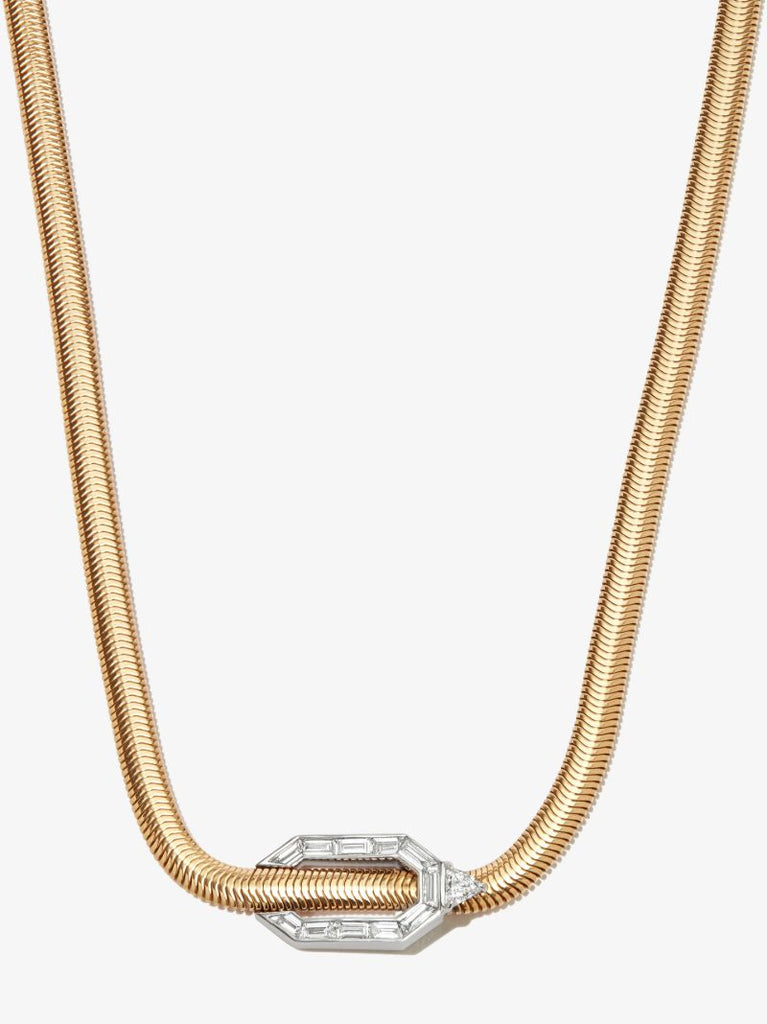 18k Yellow Gold Feelings Snake Diamond Necklace