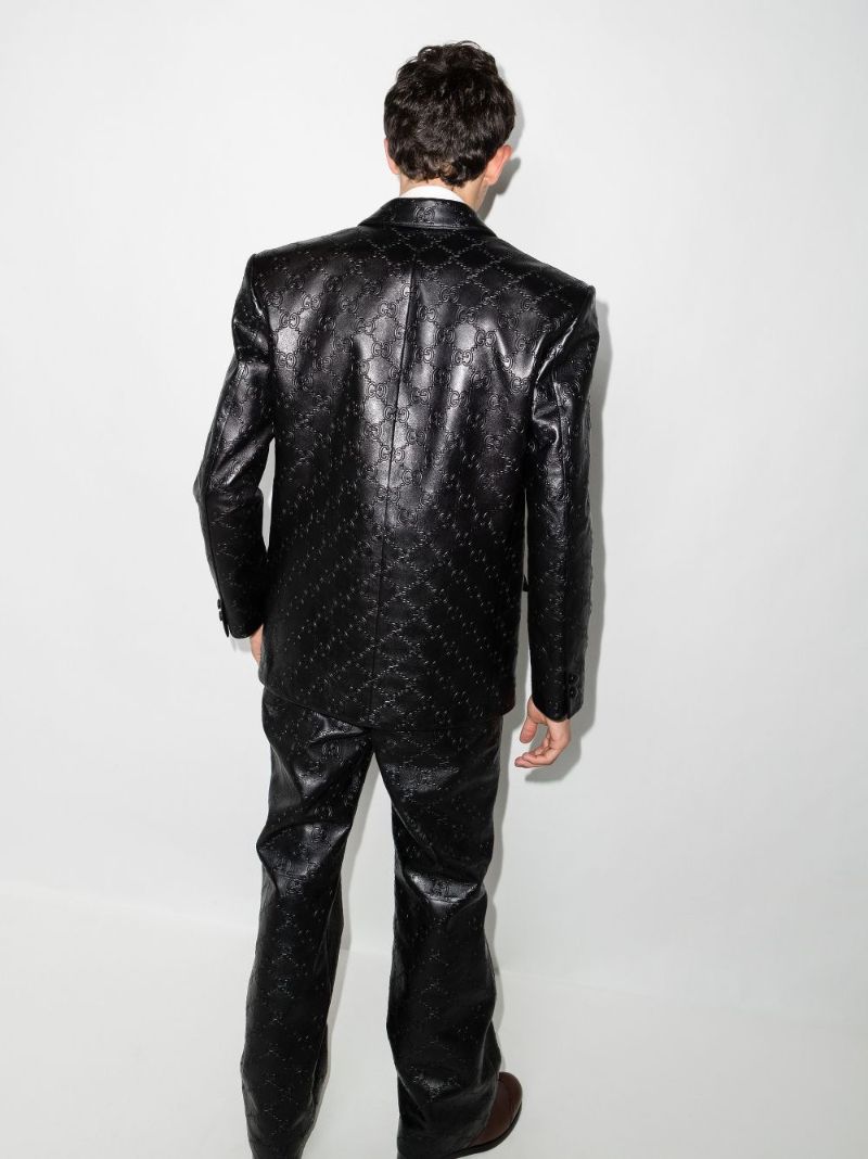 Double-breasted Gg Leather Jacket