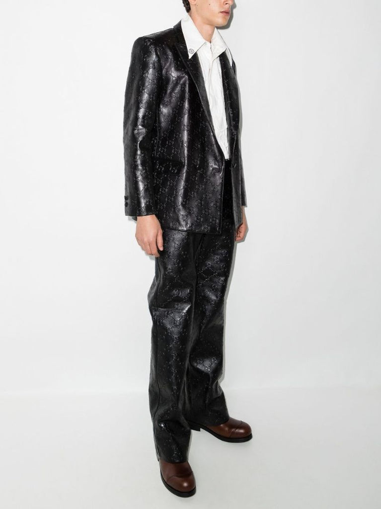 Double-breasted Gg Leather Jacket