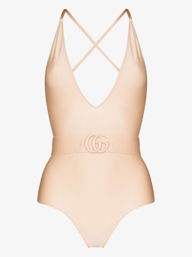 Gg Belted Plunging Swimsuit