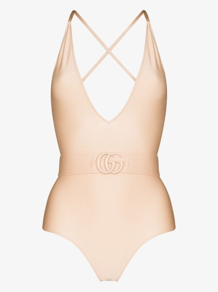 Gg Belted Plunging Swimsuit